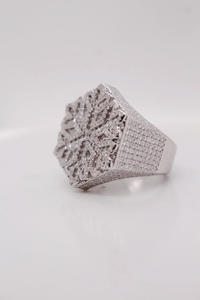 Anillo de Moissanita con Diseño de Estrella, Estilo Hip Hop, para Compromiso, Boda o Aniversario, Unisex, Plata de Ley - Product Image 3