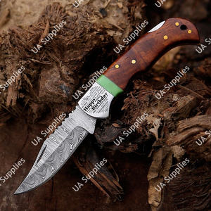 Custom Hand Forged Damascus Pocket Knife Back Lock Survival Camping Outdoor 3.5in Multifunctional Genuine <b>Leather</b> Sheath Wood - Product Image 1