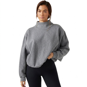 Sudadera de Cuello Alto para Mujer, de Alta Calidad, Ligera, de Algodón y Felpa, con Hombros Caídos, Estilo Casual, con Logotipo Personalizado, Proveedor de Fábrica - Product Image 1
