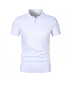 White Polyester Polo Shirt Men Breathable Quick Dry Short Sleeve Work Fashion Custom Logo Printing Silk Screen Oem Service - Product Image 2
