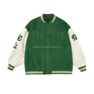 Oem Haute Qualité Écusson Brodé Hommes Collège Personnalisé Blouson de Baseball Blouson Varsity Letterman à Manches en Cuir - Product Image 2