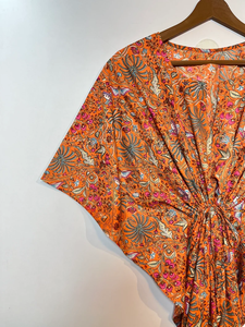 Nuevo Kaftán con Estampado Animal, Cuello en V, Cordón Ajustable, Estilo Flare, de Algodón Suave Indio, con Encaje, Largo, para Playa o Dama de Honor - Product Image 2