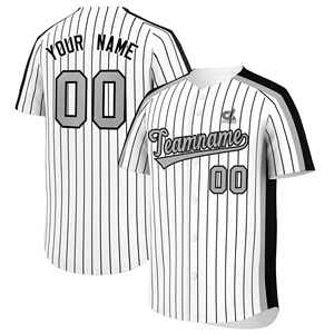 Camiseta de Béisbol Personalizada 2025 con Rayas Blancas, Detalles en Verde y Amarillo, Diseño con Botones, Uniforme de Equipo, Nombre y Número Personalizados - Product Image 3