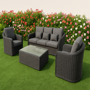Conjunto de Sofá de Ratán para Exteriores con Cojines para Jardín, Patio, Balcón, Muebles de Diseño Contemporáneo, Resistentes al Agua y a los Rayos UV - Product Image 3