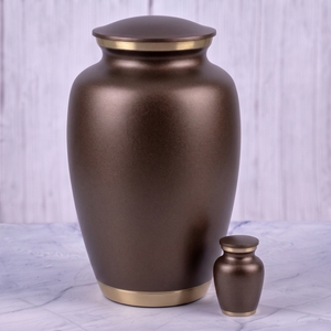 Urna Funeraria de Latón Marrón y Dorado para Cenizas Humanas, con Superficie Mate, Recipiente Conmemorativo para Funerales y Entierros - Product Image 1