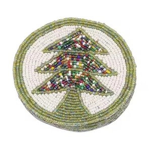 Luxury Seed Beads Beaded Embroidery Table Coaster Set Handmade Colorful Seed Beads Embroidered Drink Coaster - Product Image 6