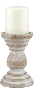 Porte-bougie pilier en bois blanc antique, support de bougie pilier vintage style bord de mer, support de bougie rustique côtier, centre de table décoratif - Product Image 6