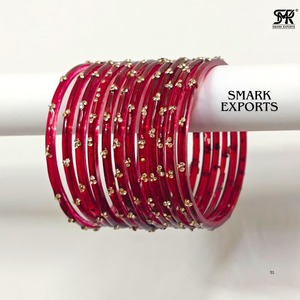 Luxury Kashmiri Glass <b>Bangles</b> Set 12-Piece Indian Traditional Ethnic Bridal Wedding Jewelry for Women - Product Image 3