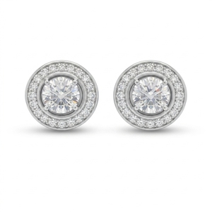 Boucles d'oreilles minimalistes en platine serties de diamants de 0,75 carat, sertissage à pression, pierres brillantes de haute clarté certifiées IGI - Product Image 1