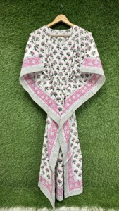 Vestido Kaftán Floral Rosa Premium para Mujer, Largo, Holgado, Ropa de Dormir, Estilo Boho, Estampado, para la Noche, Cómodo, para Primavera/Verano - Product Image 6