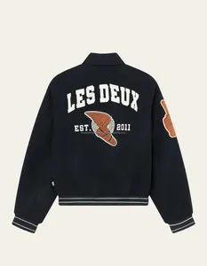 Chaqueta de béisbol unisex de lana 100% con bordado de chenilla personalizada al por mayor chaqueta de invierno informal con diseño universitario de Letterman para hombre - Product Image 2