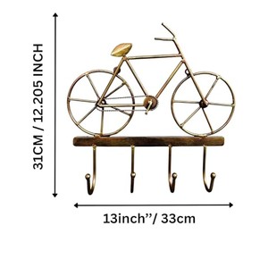 Antique Iron Bicycle <b>Key</b> Holder with Reclaimed Wood - Wholesale Wall Hooks - Product Image 4