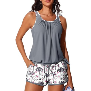 Conjunto de Dos Piezas para Mujer, Top y Shorts de Baño, Ligero, Transpirable, de Secado Rápido, en Spandex/Poliéster, para Natación y Deportes Acuáticos - Product Image 4