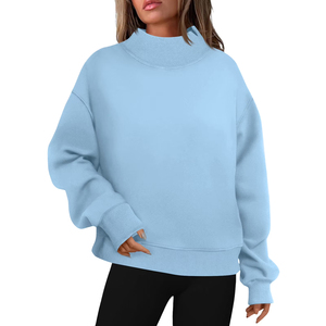 Custom Women <b>Mock</b> <b>Neck</b> Sweatshirt Oversized Pullover Long Sleeve Fleece Warm Breathable Eco-Friendly Casual Streetwear Autumn - Product Image 1
