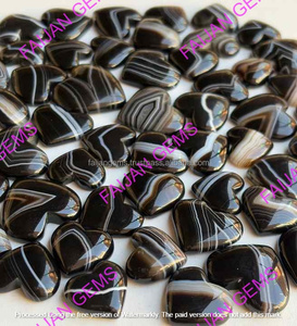 Agate Sulemani noire rayée naturelle, cabochon poli, écologique, porte-bonheur, pierre précieuse en vrac pour la fabrication de bagues, pendentifs et bijoux - Product Image 5