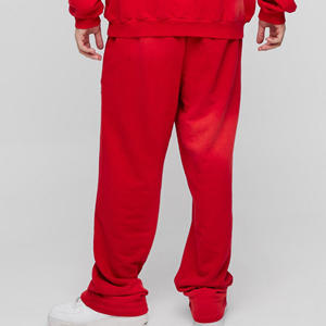 Pantalon de survêtement décontracté pour homme grande taille, taille élastique rouge, avec poches, logo sur la jambe droite, respirant, mi-lourd, tricoté, pour l'automne - Product Image 2