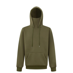 Sweat-shirt à capuche vert olive pour homme, coupe classique, couleur unie, décontracté, en molleton bouclette, avec poche avant, pour l'automne - Product Image 1