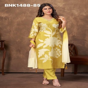 Proveedor de colección de Kurti-Pocket Pant-Dupatta de alta calidad en Chanderi con estampado y trabajo manual, procedente de Surat. - Product Image 1