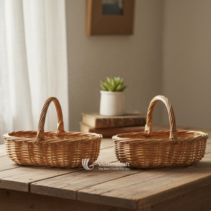 <b>Small</b> Flower Rattan <b>Basket</b> with Handle for Storage and Serving - Product Image 4