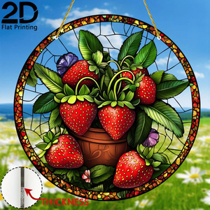 Ornamenti da Giardino in Acrilico a Forma di Fragola, Decorazione Colorata da Appendere a Finestre e Pareti, Regalo Unico per Amanti della Natura - Product Image 4