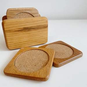 Sous-verres en bois naturel faits à la main, ensembles cadeaux, sous-verres artisanaux pour tasses à thé et café, sous-verres en bois pour présentation, sets de table et dessous de verre - Product Image 1