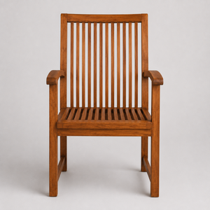 Fauteuil en bois massif à lattes avec accoudoirs courbes, structure en bois massif et design classique pour mobilier de jardin et de terrasse pour la maison - Product Image 1