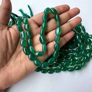 Cuentas de Piedra Preciosa de Ónix Verde Natural, Ovaladas, Lisas, para Joyería, Hilo de Piedras Sueltas de Alta Calidad - Product Image 3