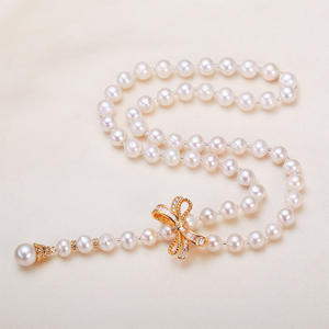 Collar de Perlas de Agua Dulce de 8mm de Zhuji para Mujer, Cierre de Mariposa, Ideal para el Día de la Madre - Product Image 4