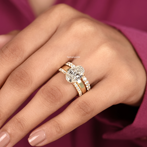 925 <b>Sterling</b> <b>Silver</b> Oval Cut Moissanite Three Piece Bridal <b>Ring</b> <b>Set</b> with Pave Bands Premium Wedding Jewelry for Womens Wholesale - Product Image 5