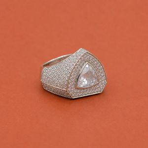 Modern S925 <b>Silver</b> Round & Trillion Cut Moissanite Bezel Setting Bridal Engagement Hip Hop <b>Ring</b> for <b>Men</b> - Product Image 2