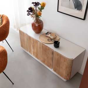 Aparador Vandana Stellar Astra de madera de mango blanqueada con puertas de acacia - Product Image 5