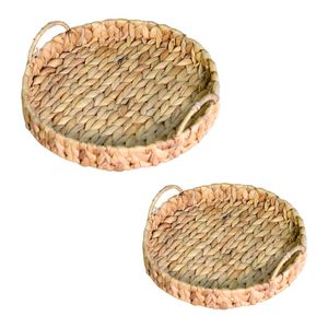 Handcrafted WATER HYACINTH <b>TRAY</b> FRUIT STORAGE BASKET with Metal Frame Natural Woven Display and Storage <b>Tray</b> - Product Image 1