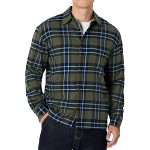 Chemise en flanelle décontractée et chaude, avec manches longues confortables en tissu tissé et boutons sur le devant - Product Image 1