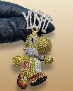 Colgante de dibujos animados de Yoshi, plata de ley 925, oro de 18 quilates, moissanita, corte brillante redondo, estilo hip hop, regalo unisex - Product Image 6
