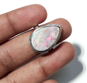 Natural Australian Opal Doublet Multi Fire Ring, Solid 925 Starling Silver Ring Adjustable Ring For Girls & Women - Product Image 4