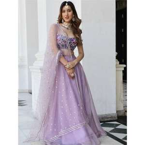 Fantástico Lehenga Choli de Organza Lavanda Semi-Cosido para Recepciones, de Zeel Clothing - Product Image 5