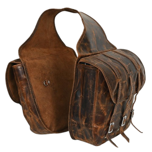 Bolsa de Sillín de Cuero Suave para Caballo, Color Marrón Antiguo, Estilo Ecuestre Occidental, Cierre Ajustable, Hecha a Mano con Cuero Genuino de Primera Calidad - Product Image 3