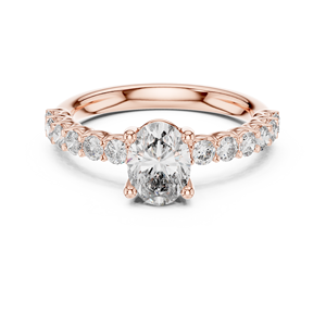 Anillo Solitario Ovalado de Diamante Cultivado en Laboratorio de 1 Quilate, con Incrustaciones de Pavé, Oro Amarillo de 18 Quilates con Baño de Rodio, Certificado IGI, para Boda, Compromiso o Fiesta - Product Image 6