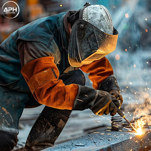 Service OEM ODM Manchons de bras de soudage industriels en cuir à manches longues, vêtements de travail avec poignets élastiques, couleur personnalisée, fabrication en usine - Product Image 2