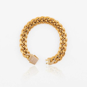 Pulsera de Lujo de Oro con Eslabones Cubanos para Hombre y Mujer, con Cierre de Circonitas, Cadena Gruesa Estilo Curb, Joyería Hip Hop, Accesorio de Moda para Fiestas y Streetwear - Product Image 1