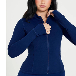 Veste de yoga respirante sur mesure, grande taille, avec extensibilité quadridirectionnelle, coupe-vent, fermeture éclair, pour la salle de sport, le fitness et les vêtements de sport - Product Image 3