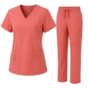 Conjunto de Uniforme Médico Personalizado para Enfermeras, Top con Cuello en V de Poliéster y Algodón, Pantalones de Pierna Recta, Uniforme Sanitario, Fabricante Mayorista - Product Image 6