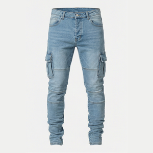 Jeans en denim tissé de haute qualité à taille haute et coupe classique pour hommes, décontractés, à porter au printemps, en automne et en hiver - Product Image 2