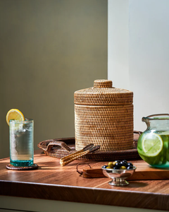 Seau à glace en rotin naturel, élégant et vintage, pour la décoration, avec couvercle - Product Image 2