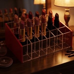 Clear Acrylic Lipstick Display Case Cosmetic Organiser <b>Storage</b> Holder for Makeup Collection Retail Counter Display - Product Image 2