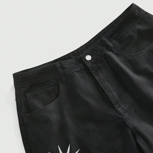 Shorts en jean déchirés et délavés personnalisés, en tissu 100% coton biologique épais, style streetwear pour hommes - Product Image 3