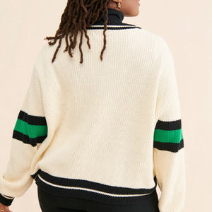 Cardigan en tricot style universitaire vintage, col en V épais, double boutonnage sur le devant, en mélange de laine, personnalisé OEM - Product Image 4