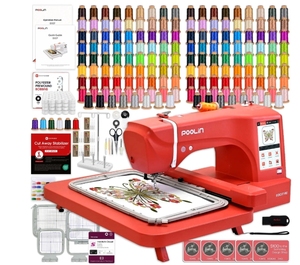 POO <span class=keywords><strong>LIN</strong></span> EOC07 Machine à broder 7,9 po x 15 po avec 166 bobines de broderie - Rouge - Product Image 1