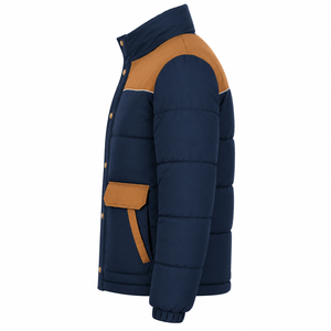 Chaqueta Acolchada de Invierno para Hombre, Diseño de Bloques de Color, Estilo Urbano, Colores y Posiciones del Logotipo Personalizables - Product Image 2