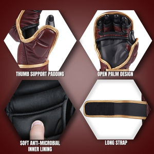 Guantes de MMA BLAZE FIGHT GEAR de Cuero Vacuno Genuino de Primera Calidad, Logotipo Personalizado, para Entrenamiento de Grappling y Sparring, Transpirables y que Absorben la Humedad - Product Image 5